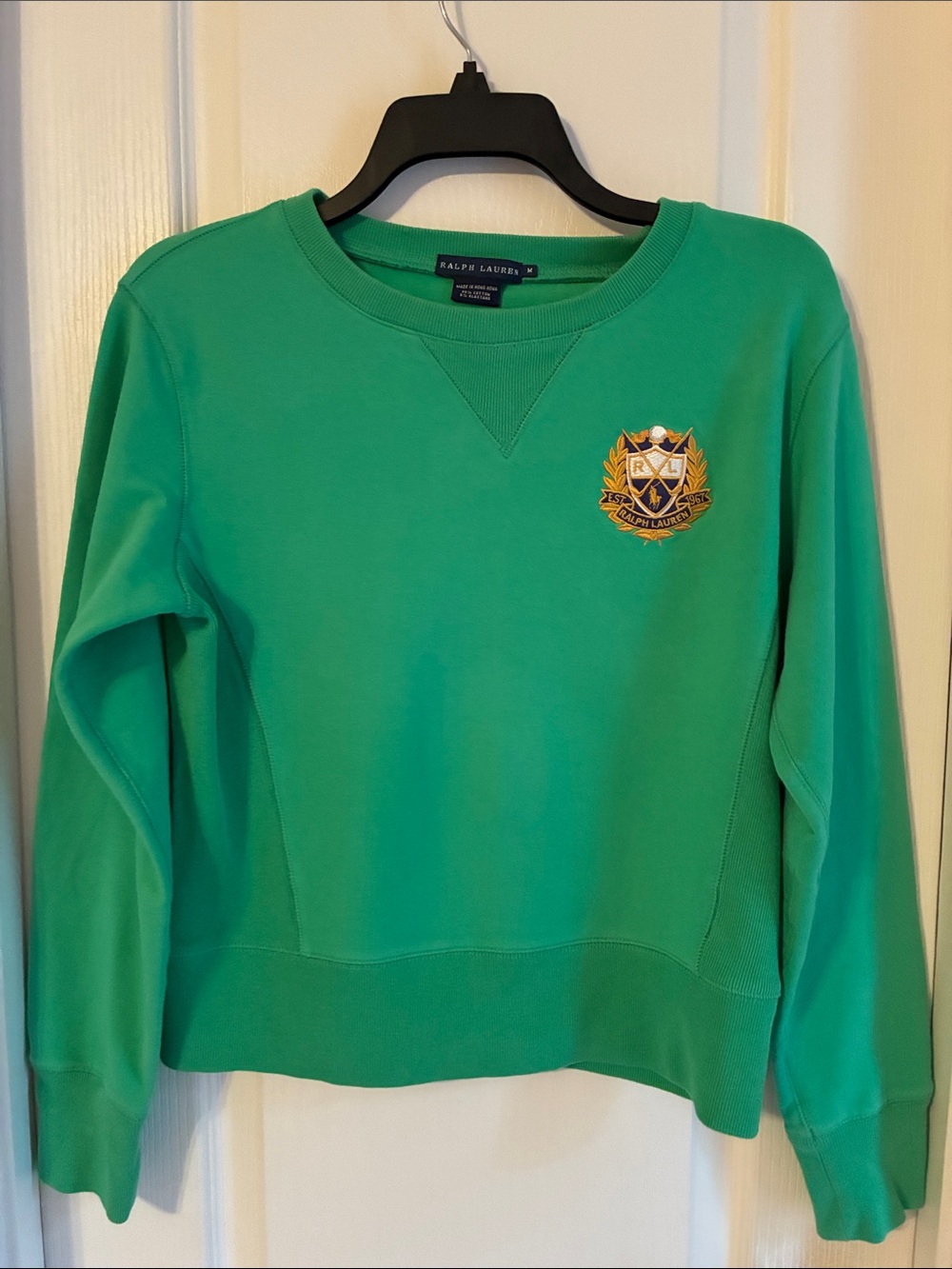 Ralph Lauren Women’s Crewneck Sweatshirt Embroidered Logo Green S/M
